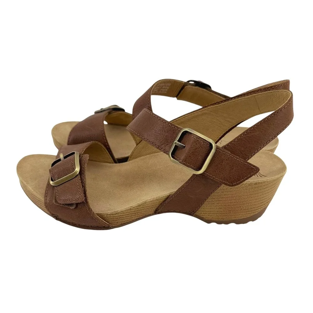 Dansko Trinity Womens Brown Leather Sandals Buckle Slingback Shoes Size 40 (9)